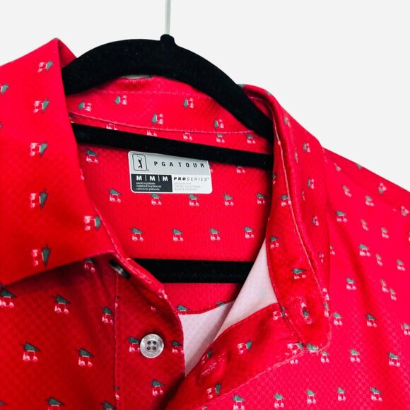 Mens Red Polo PGA Tour Polo Shirt. NEW SZ: M - Picture 2 of 5